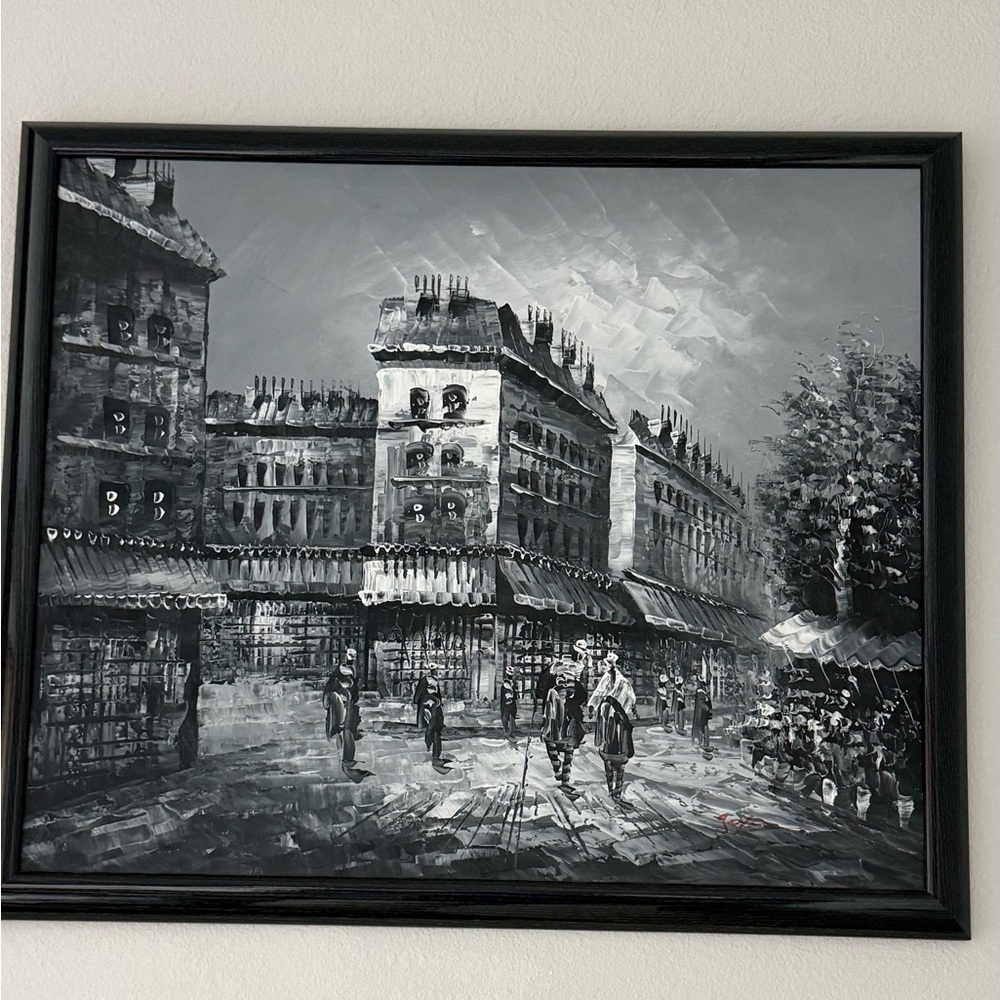 Elegant Black and White Cityscape painting
